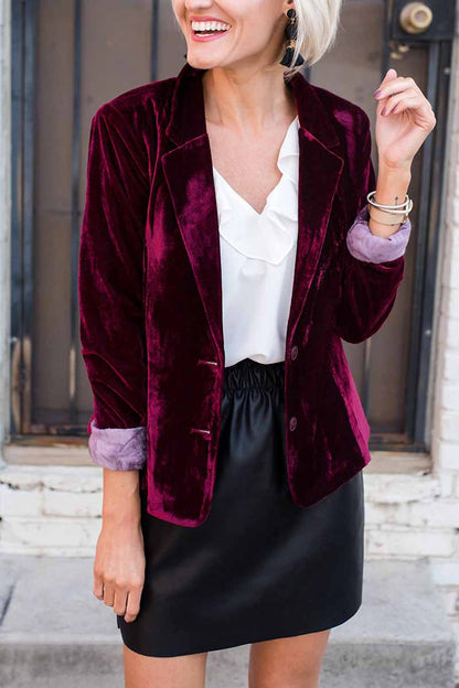 Solid Color Slim Long-Sleeved Suede Blazer Tops ( 3 Colors£©