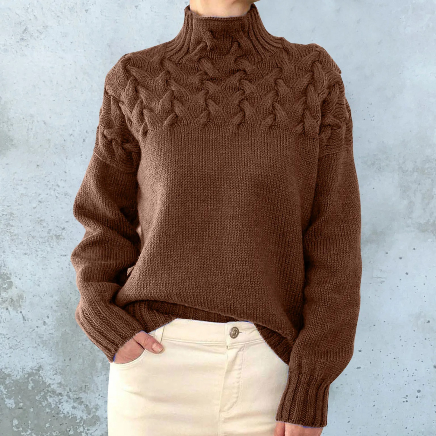 Women's Stylish Cable Knit Turtleneck Jumper | Ideal for Autumn/Winter