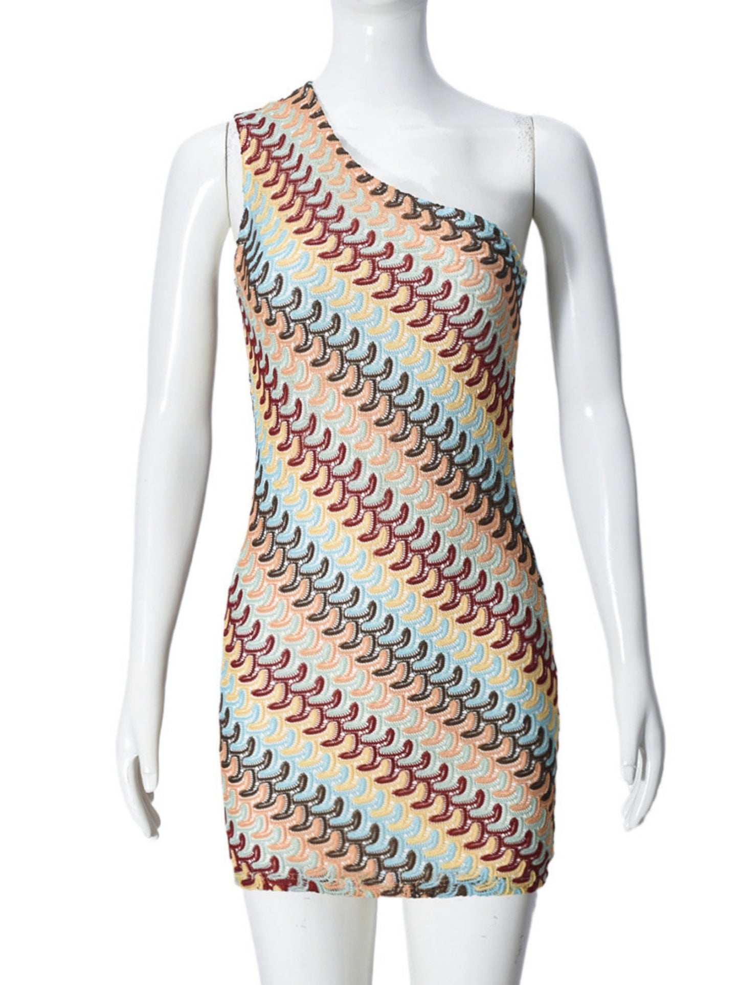 Striped Color Blocking Asymmetrical Neckline And Sleeveless Mini&Short Dresses