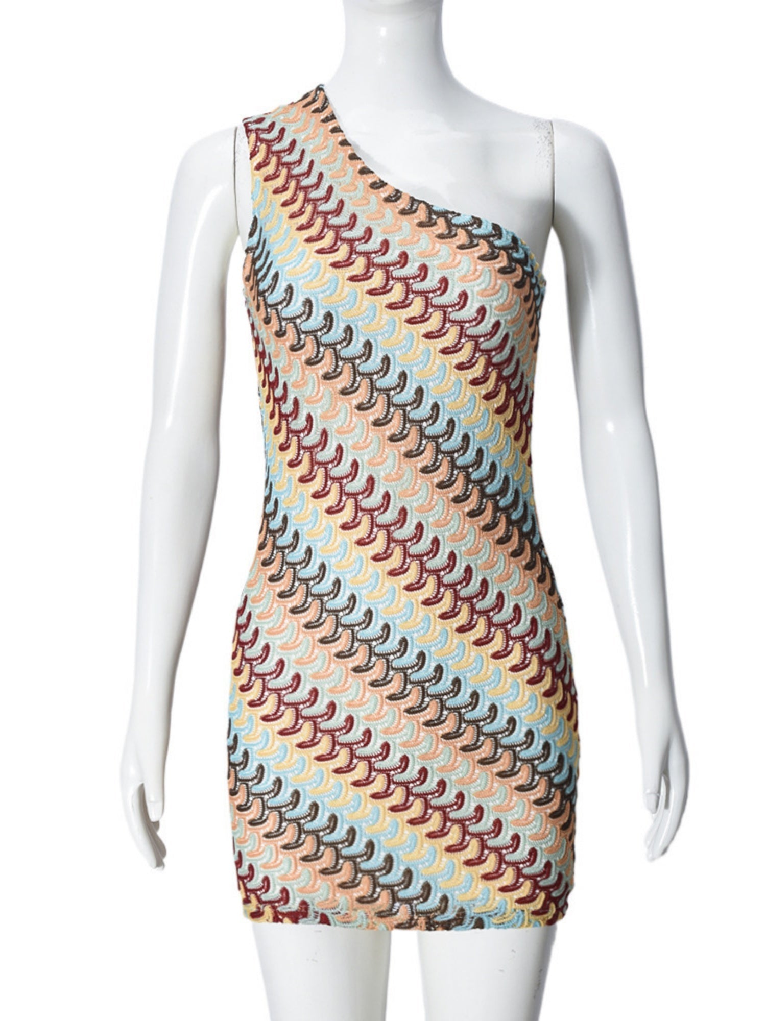 Striped Color Blocking Asymmetrical Neckline And Sleeveless Mini&Short Dresses