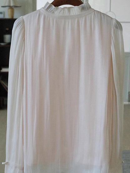 Makayla Elegant V-Neck Pleated Floral Shirt