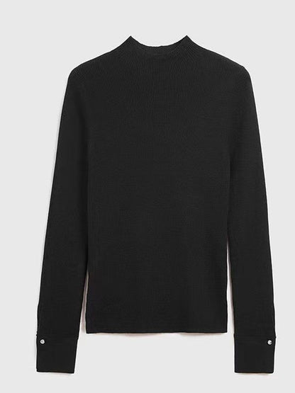 Sophia Classic Turtleneck Solid Color Knitted Sweater-Coffee