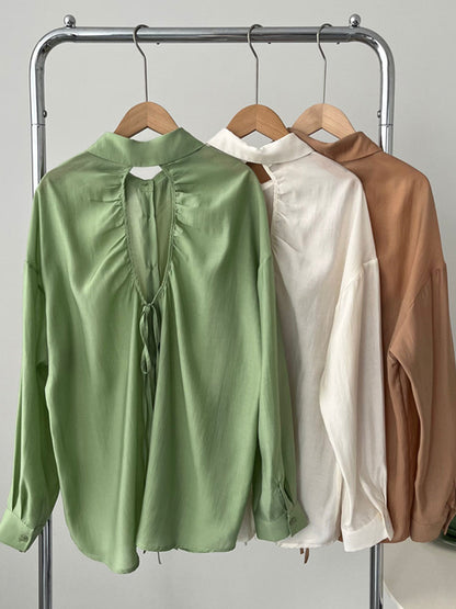 Olivia Loose Lapel Hollowed Back Slit Shirt