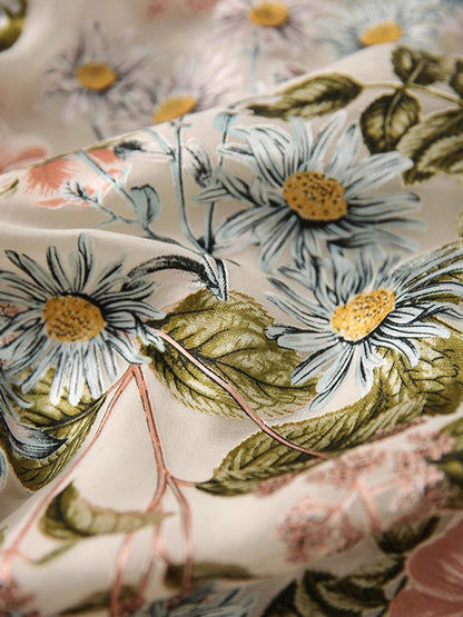 Mia Loose Crew Neck Puff Sleeve Printed Top