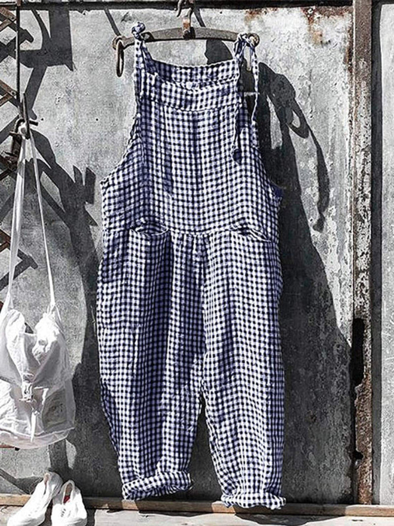 Women's Vintage Baggy Jumpsuit with Striped Style and Pockets | Ideal for Spring/Summer