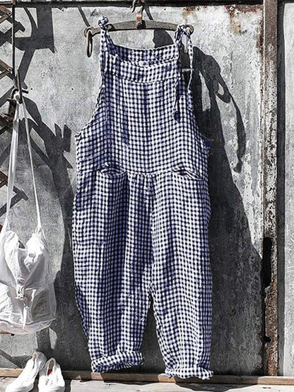 Women's Vintage Baggy Jumpsuit with Striped Style and Pockets | Ideal for Spring/Summer