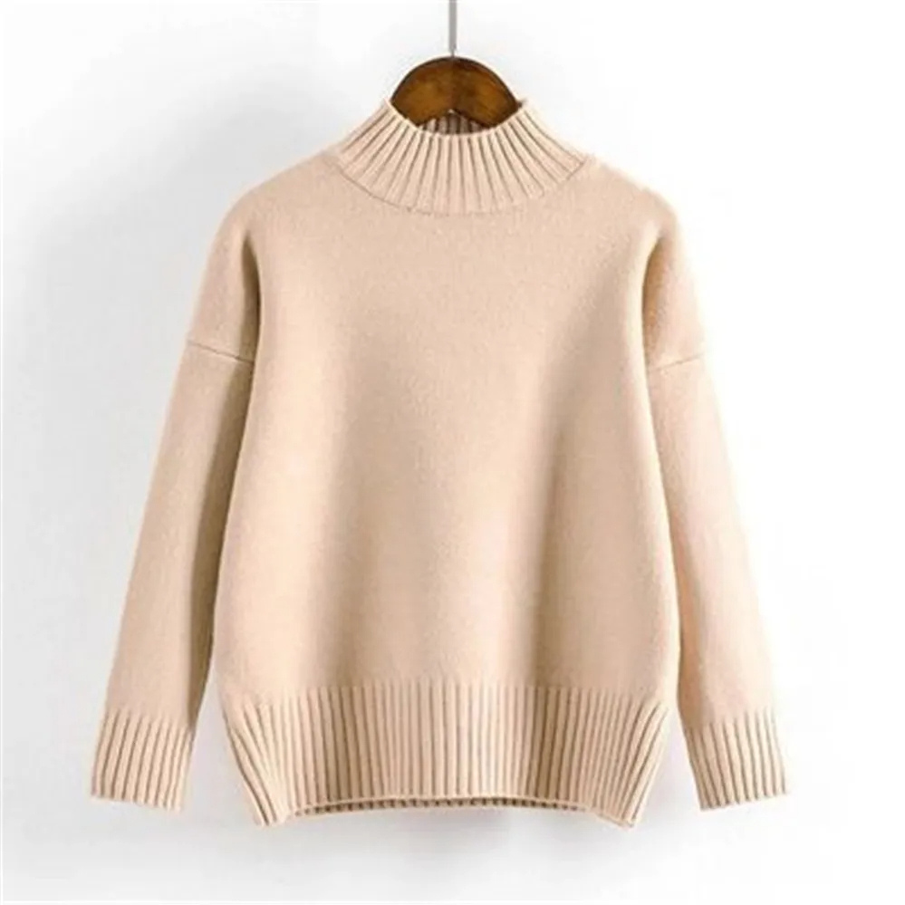 Jersey de cuello alto para mujer con mangas acanaladas | Ideal para otoño/invierno