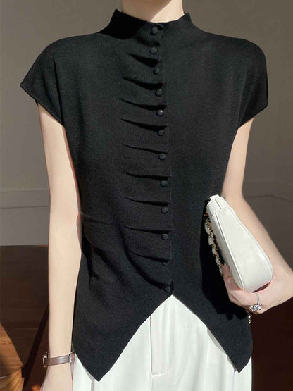 Jocelyn Loose Turtleneck Pleated Top