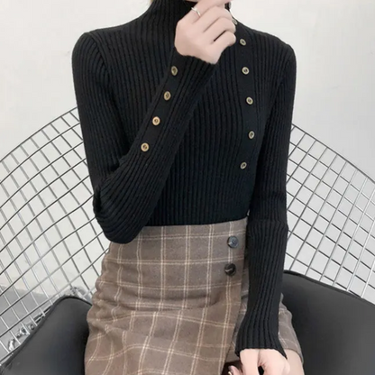 Jersey informal de punto de cuello alto para mujer | Ideal para otoño/invierno