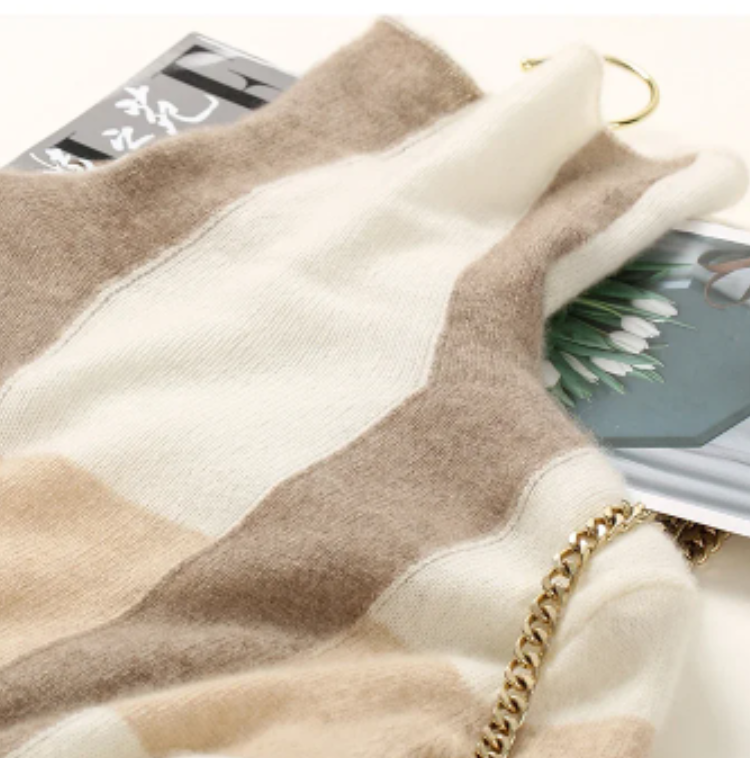 Jersey de punto a cuadros elegante y ajustado para mujer | Ideal para otoño/invierno