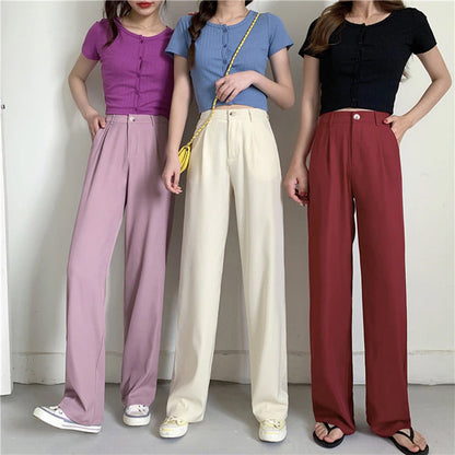 High Waist Cute Colors Elegant Wide Leg Pants