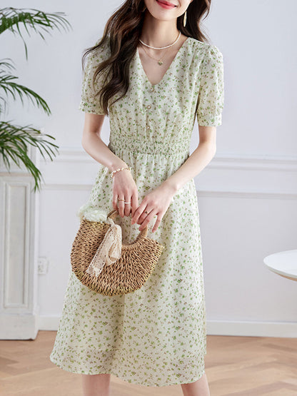 Sophia Vintage V-Neck Floral Dress