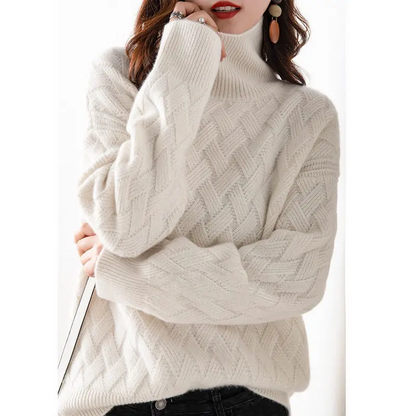 Jersey de punto grueso y moderno para mujer con estampado en zigzag | Ideal para otoño/invierno