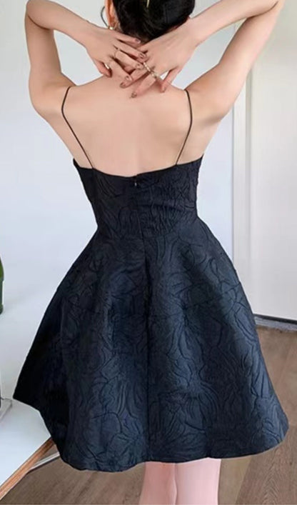 Strapy Hem Mini Dress in Black