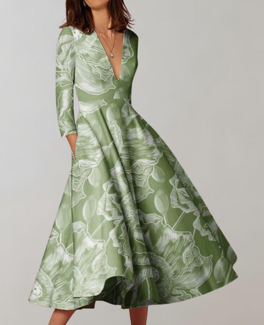 Vestido largo informal con dobladillo holgado y estampado para mujer | Ideal para primavera/verano