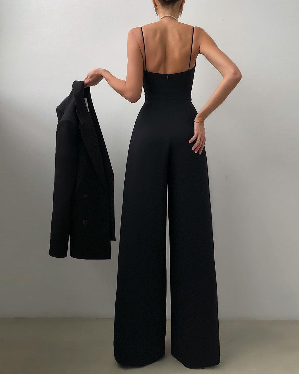 Women's Elegant Spaghetti Strap Wide Leg Jumpsuit  | Ideal for Spring/Summer