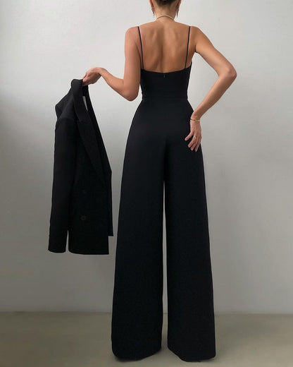 Women's Elegant Spaghetti Strap Wide Leg Jumpsuit  | Ideal for Spring/Summer