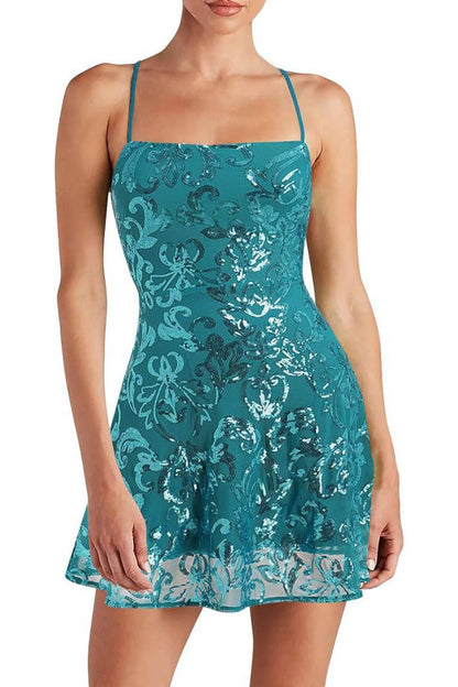Minivestido sin mangas con tirantes de lentejuelas