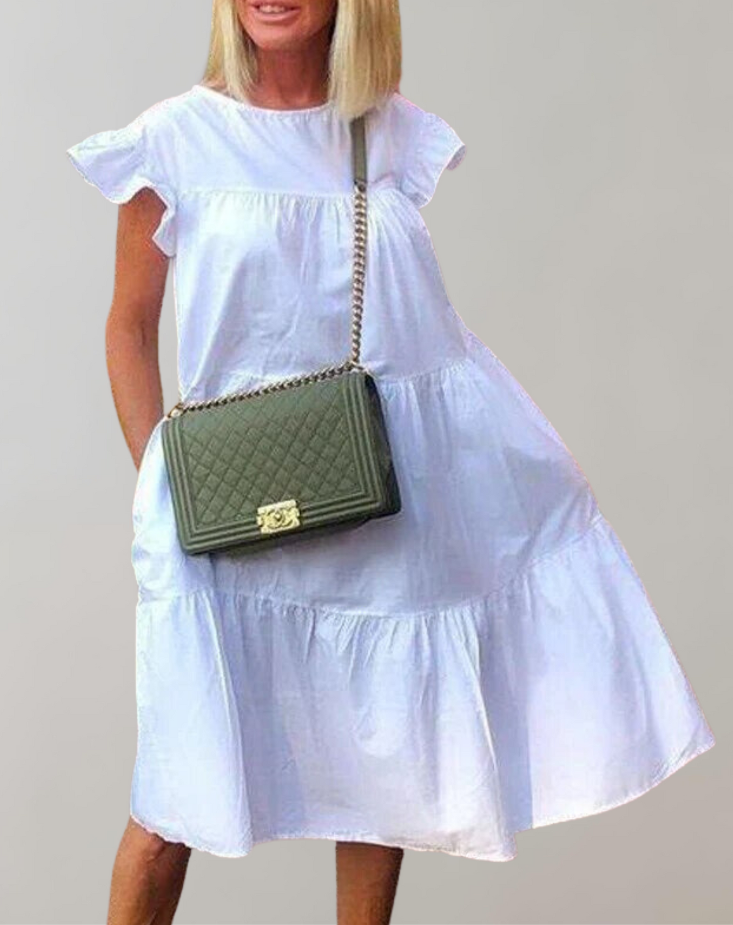Vestido largo informal con volantes y sin mangas para mujer | Ideal para primavera/verano