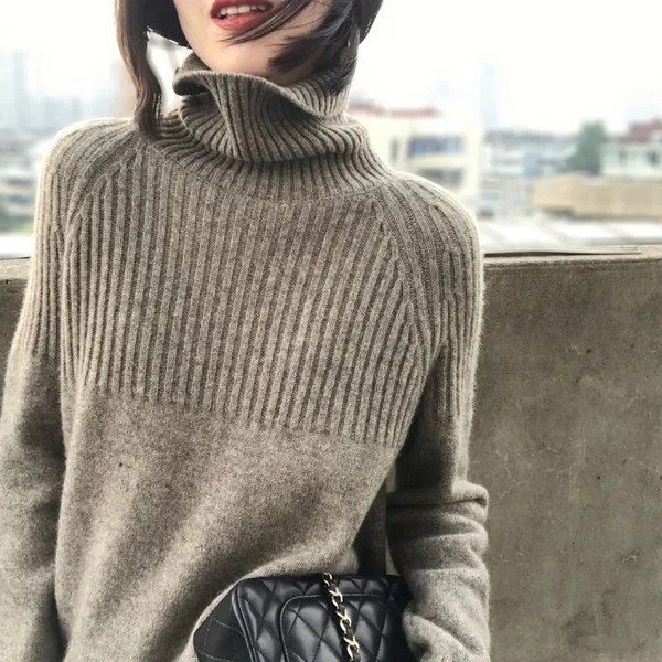 Jersey informal de cuello alto para mujer con estampado texturizado | Ideal para otoño/invierno