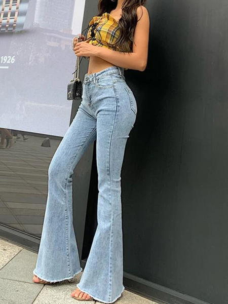 Women's Casual High Waisted Denim Flared Jeans | Ideal for All Seasons