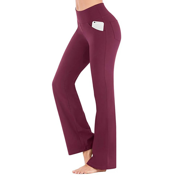 Women's Practical High Waisted Flared Trousers with Phone Pocket | Great for Everyday Wear