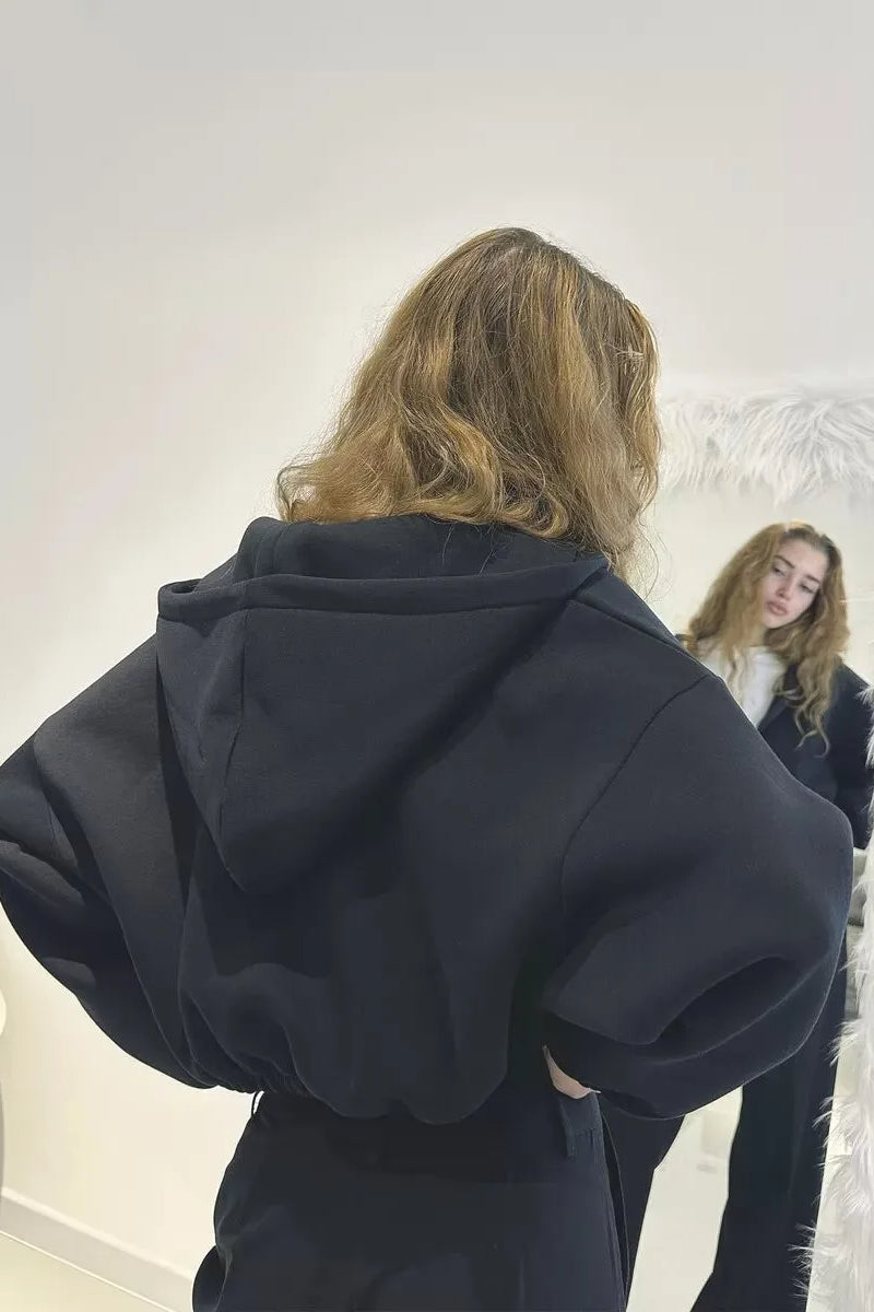 Zip Up Cropped Y2K Hoodie
