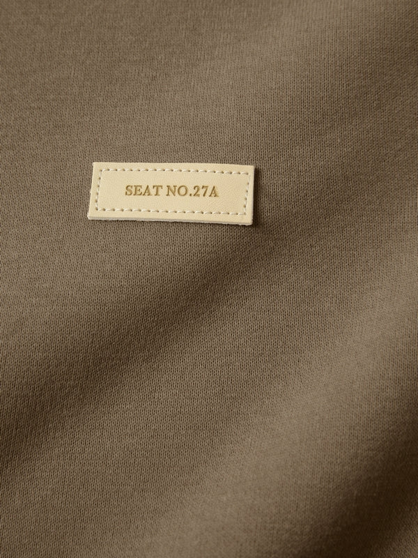 Solid Color V Neck Label Decor Oversized Hoodie