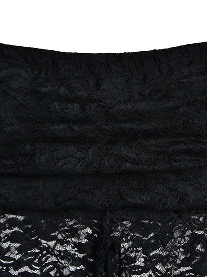 Lace Spliced Flare Leg Pants