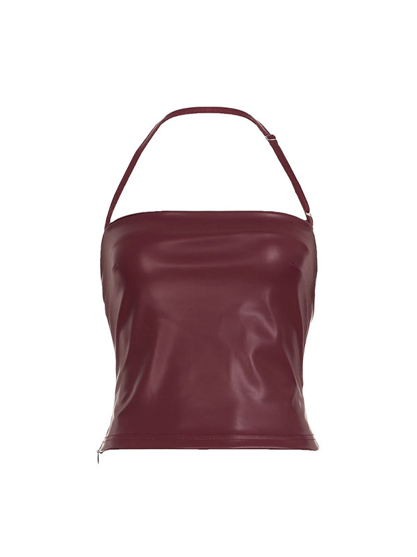 Adjustable Personalised Leather Halter Vest