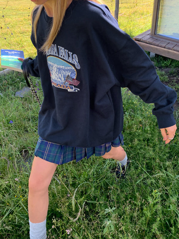 Vintage Waterfall Print Sweatshirt