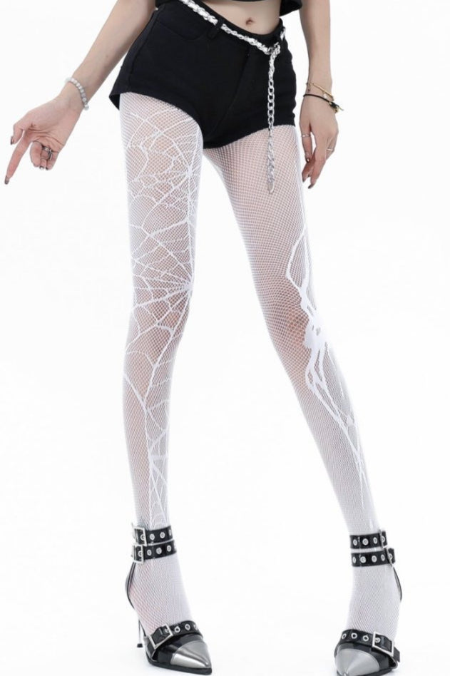 Edgy Goth Spiderweb Y2K Fishnet Tights