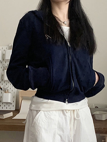 American Short Hooded Long Sleeves Jacket
