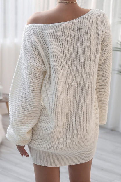 Casual Knit Off Shoulder Sweater Dress
