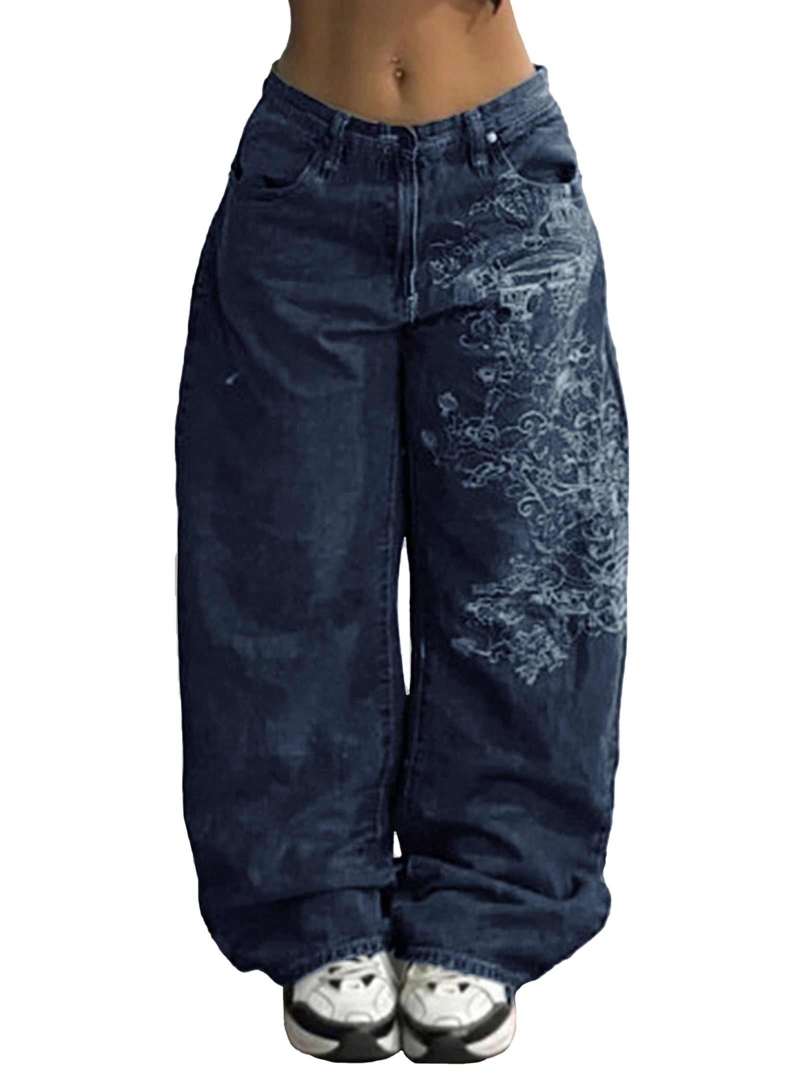 American Retro High Street Wide Legs Boyfriend Jeans