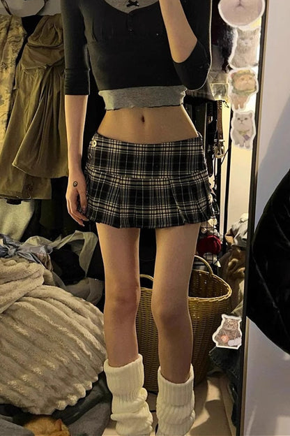 Y2K Punk Low-Waist Plaid Skirt