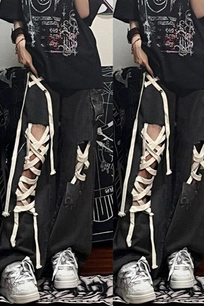Punk Street Distressed Denim Pants