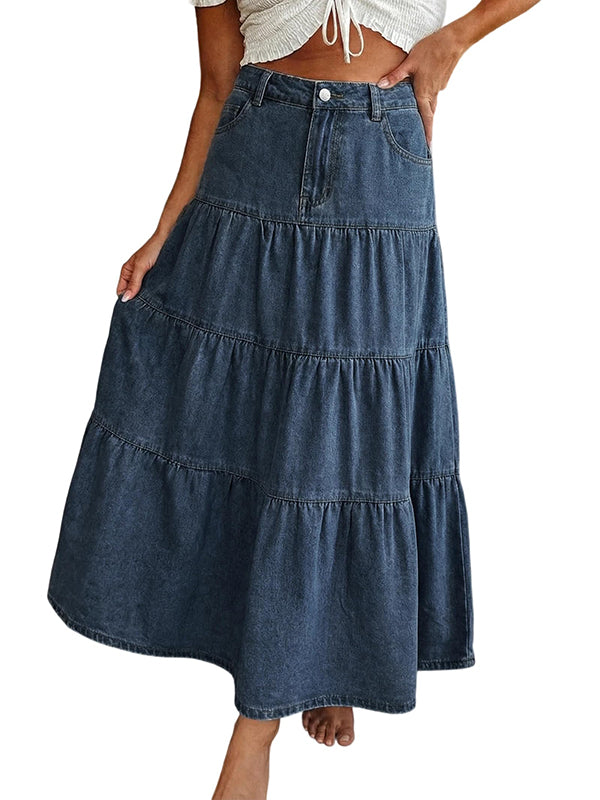 Low-Waisted Old-Fashioned Holiday Style Maxi Skirt