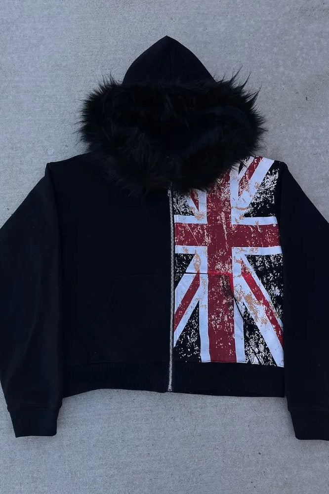 National Flag Pattern Printed Hoodie