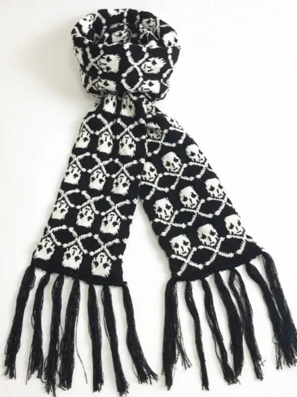 Punk Y2K Skull Thick Knit Scarf