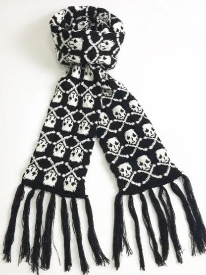 Punk Y2K Skull Thick Knit Scarf