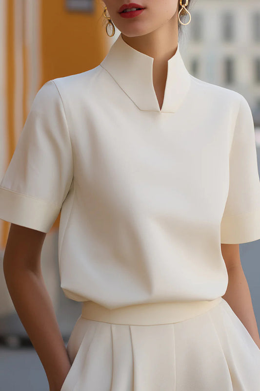Stylish Stand-up Collar Short-sleeved Casual Chinese-style Shirt