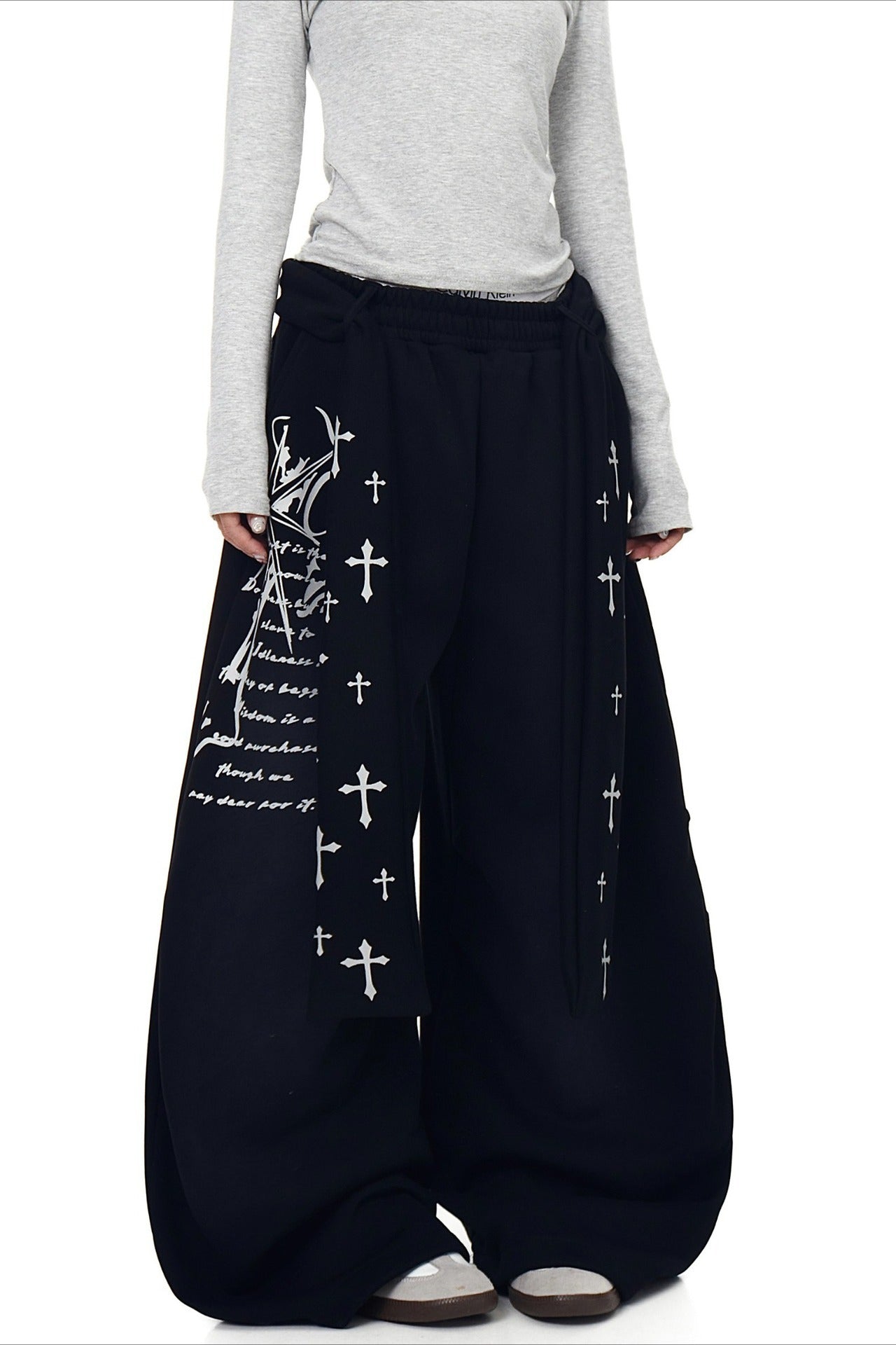 Punk Gradient Cross Fleece Wide Pants