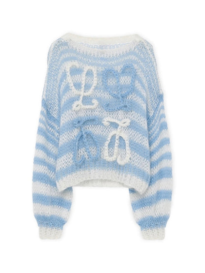 Stripe Crochet Baggy Sweater