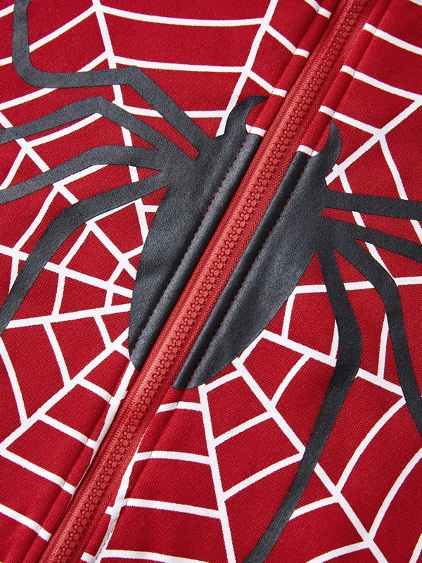 Spider Print Zip Up Hoodie