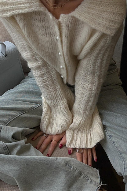Ruffled Collar Flare Sleeve Knit Sweater