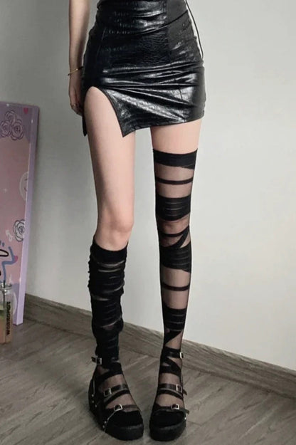 Y2k Gothic Ultra-thin Transparent Thigh High Silk Socks