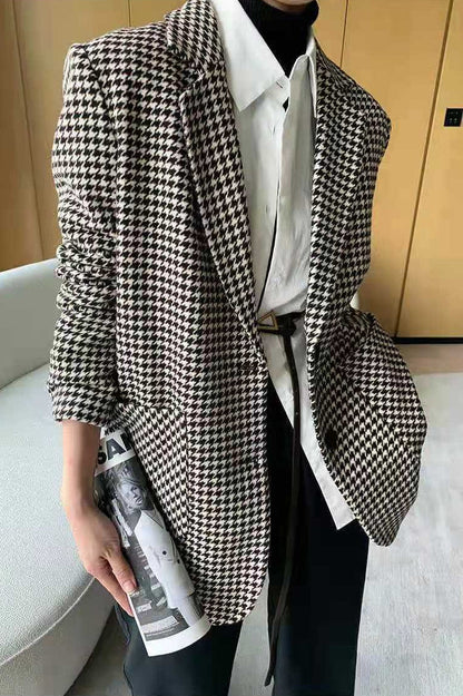 Houndstooth Wool Blazer