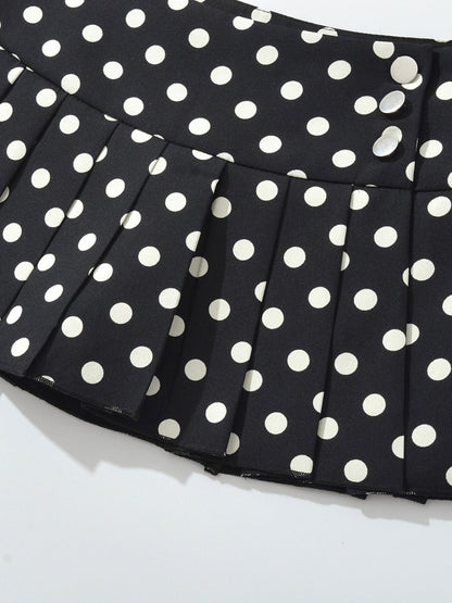 Retro Polka Dot High-Waist Skirt