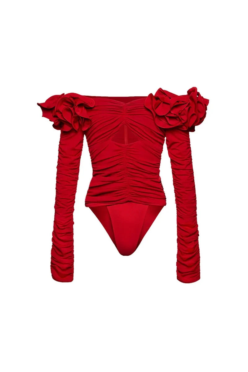 Conjunto de traje de baño con apliques florales